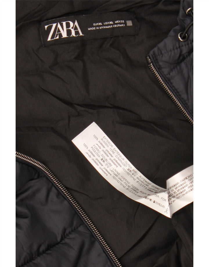 ZARA Γυναικεία κουκούλα με επένδυση Gilet UK 18 XL Navy Blue Polyester