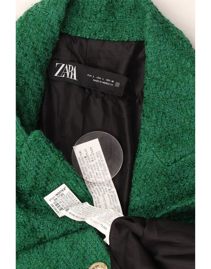 Zara Γυναικείο Μπουφάν Blazer UK 16 Μεγάλο Πράσινο Ακρυλικό