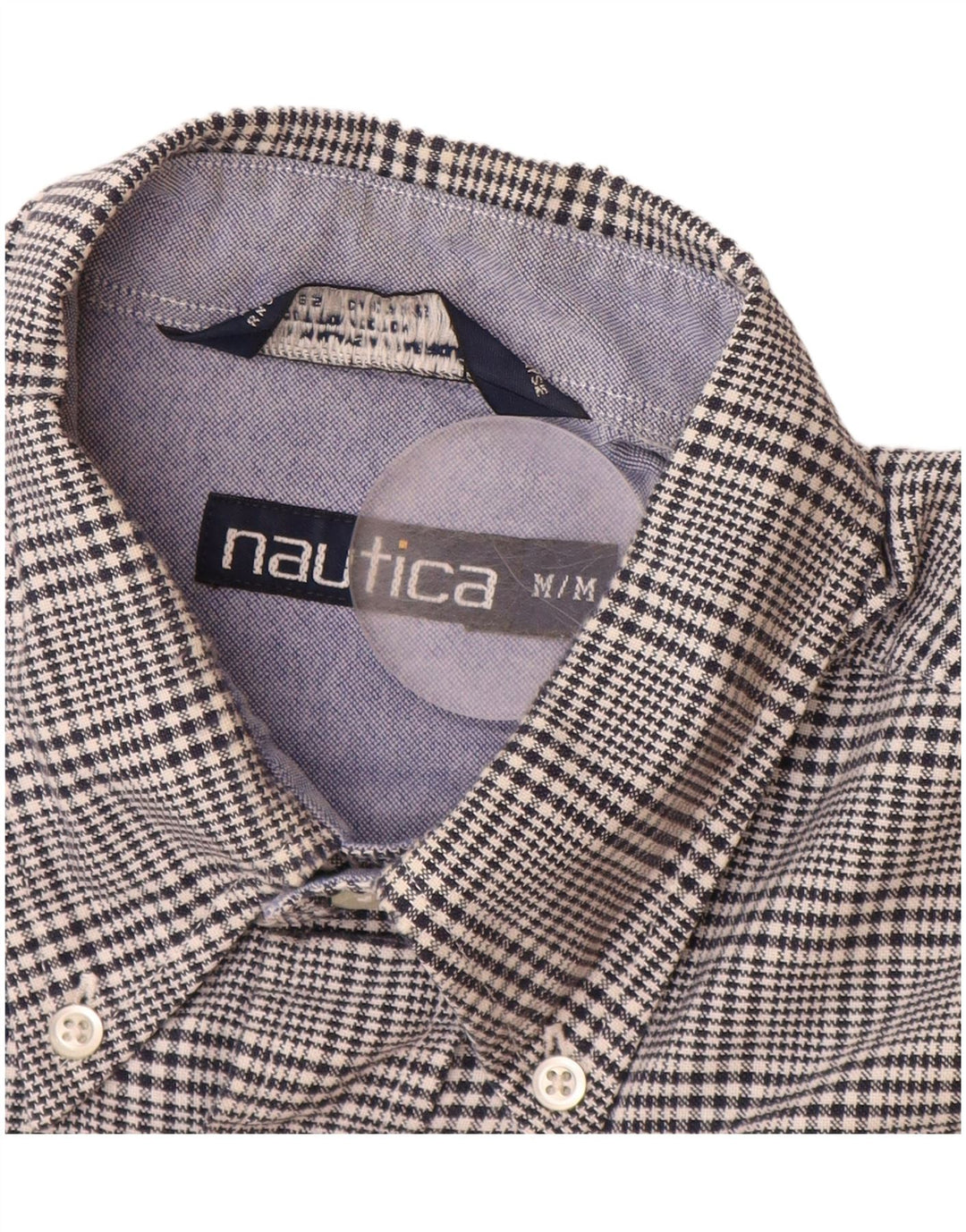 NAUTICA Ανδρικό φανελένιο πουκάμισο Βαμβακερό Houndstooth μεσαίου μπλε ναυτικού