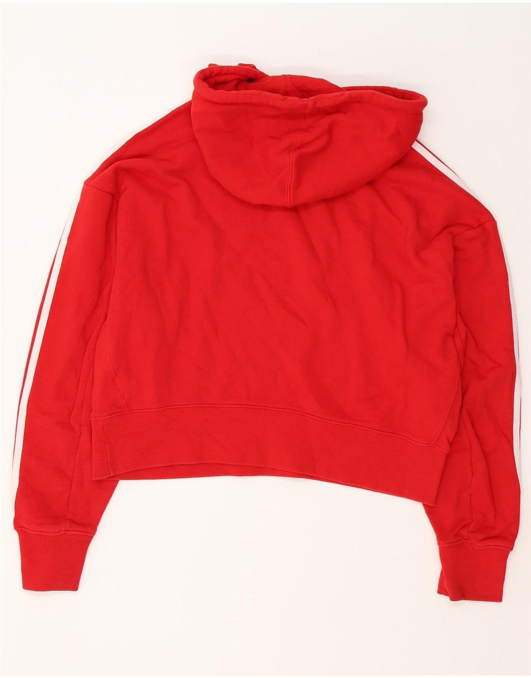 Γυναικεία Adidas Crop Oversized Hoodie Jumper UK 12 μεσαίο κόκκινο βαμβακερό