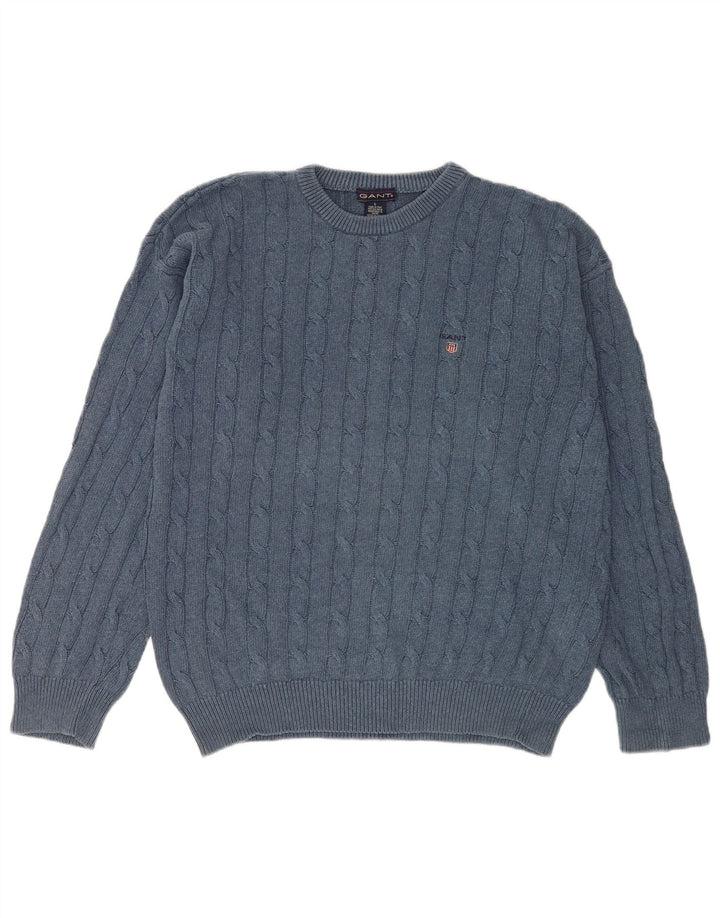 Ανδρικό πουλόβερ Gant Crew Neck Jumper Μεγάλο Μπλε Βαμβακερό