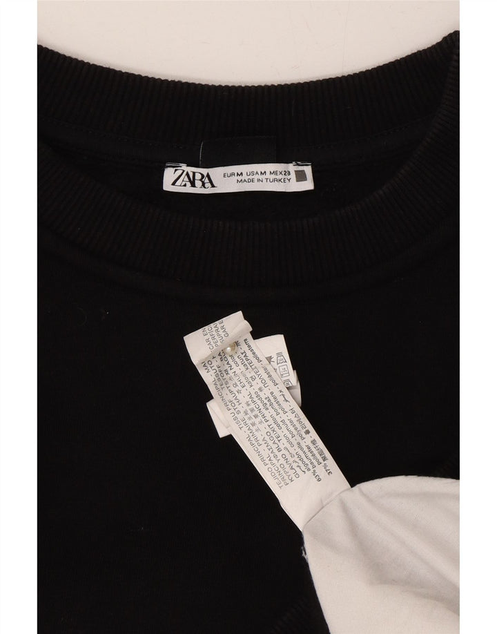 ZARA Womens Oversized Graphic Sweatshirt Jumper UK 14 Medium Black Vintage Zara and Second-Hand Zara from Messina Hembry 