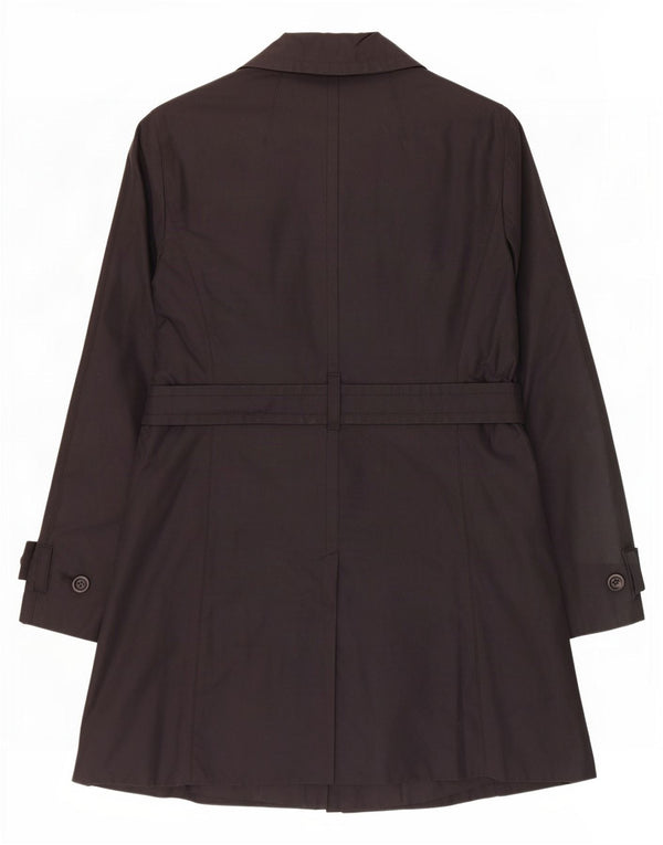 Ann Taylor Loft Womens Petite Trench Coat UK 10 Small Black Cotton
