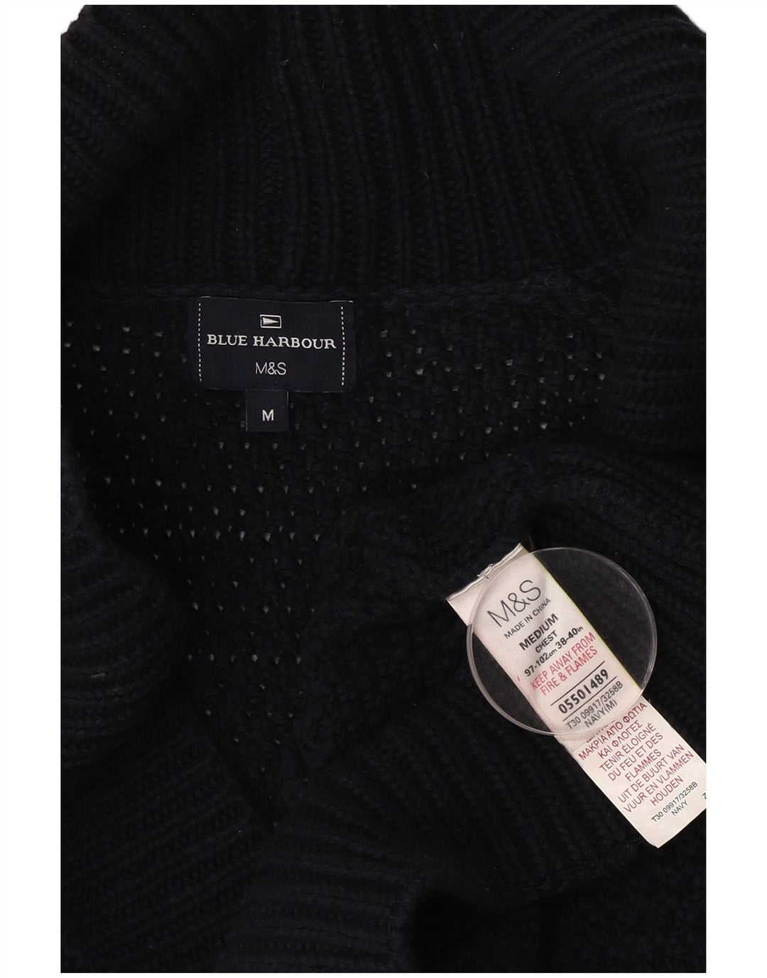 MARKS & SPENCER Ανδρική ζακέτα πουλόβερ μεσαίου μπλε βαμβακερό