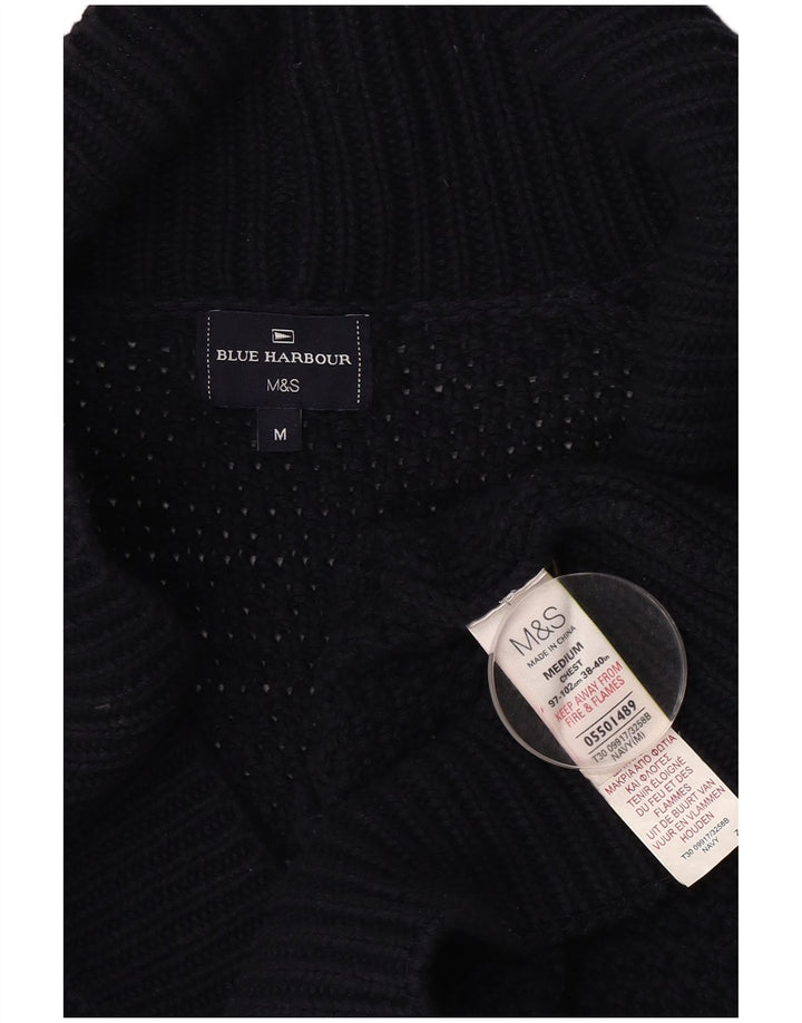 MARKS & SPENCER Ανδρική ζακέτα πουλόβερ μεσαίου μπλε βαμβακερό