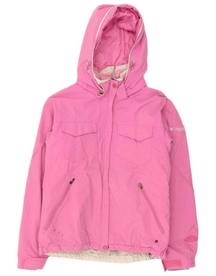 Columbia Γυναικείο μπουφάν βροχής με κουκούλα UK 14 Medium Pink Nylon
