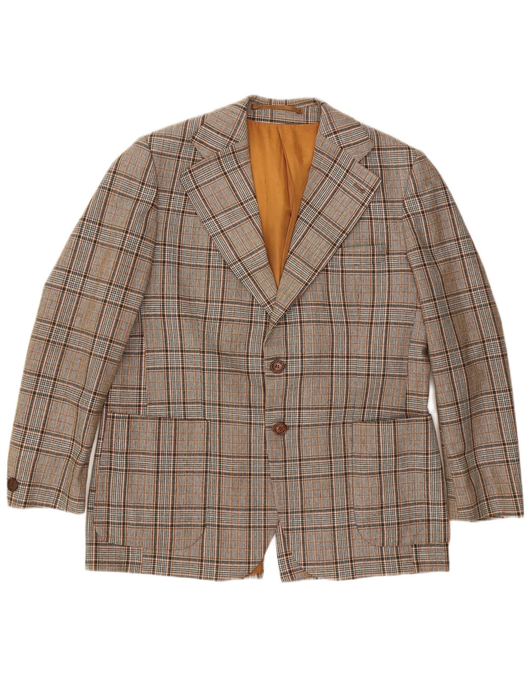 VINTAGE Ανδρικό σακάκι με 2 κουμπιά σακάκι UK 40 Large Grey Check Polyester