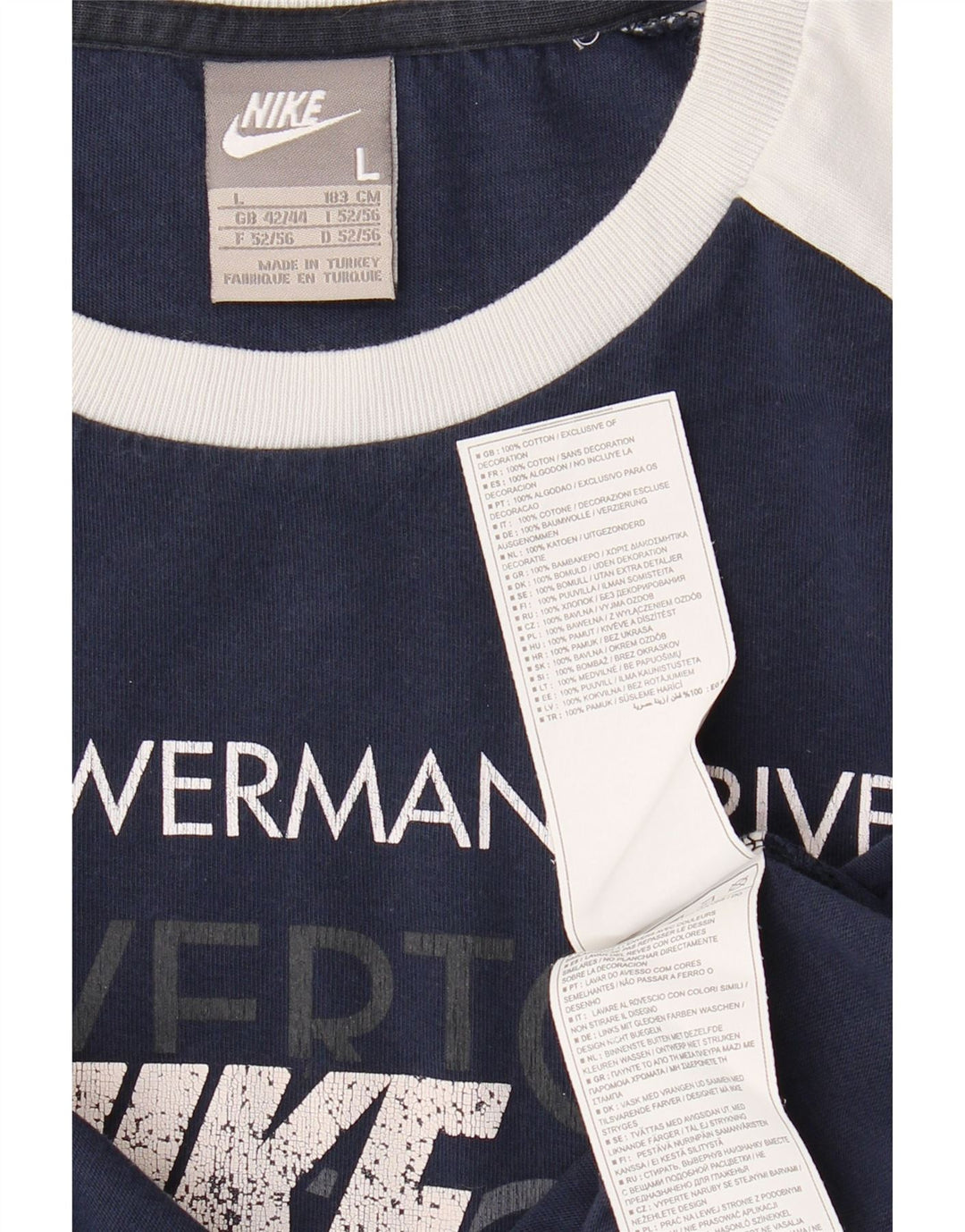 Ανδρικό γραφικό μπλουζάκι NIKE τοπ μεγάλο μπλε ναυτικό χρώμα, βαμβακερό