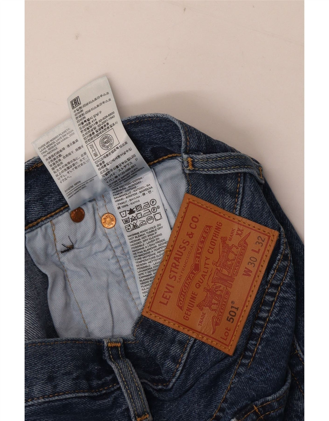 Levi's Mens 501 Straight Jeans W30 L32 Blue Cotton