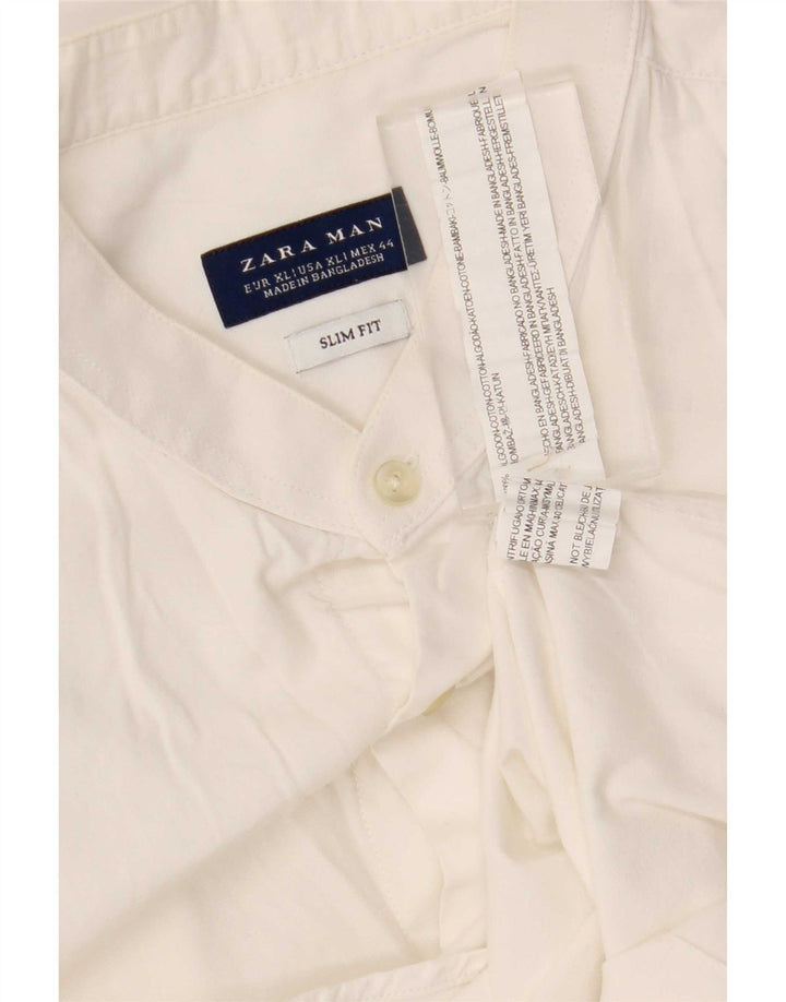 Ανδρικό πουκάμισο Zara Slim Fit XL Λευκό βαμβακερό