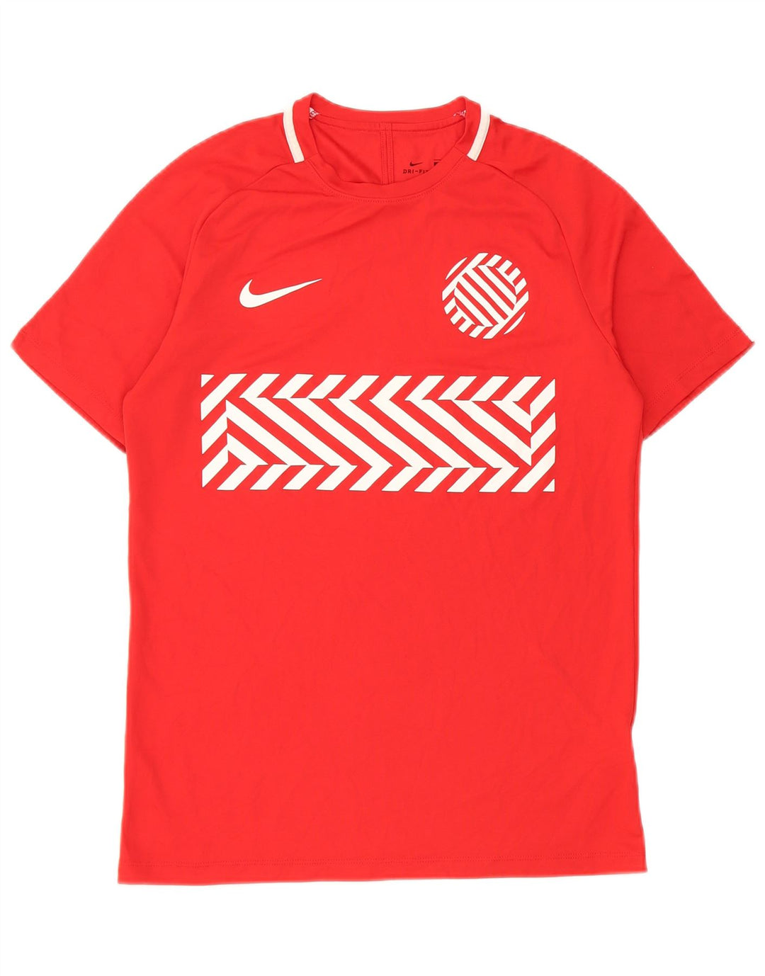 Ανδρικό γραφικό μπλουζάκι Nike Dri Fit, μεσαίο κόκκινο γεωμετρικό πολυεστέρα