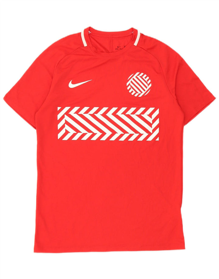 Ανδρικό γραφικό μπλουζάκι Nike Dri Fit, μεσαίο κόκκινο γεωμετρικό πολυεστέρα