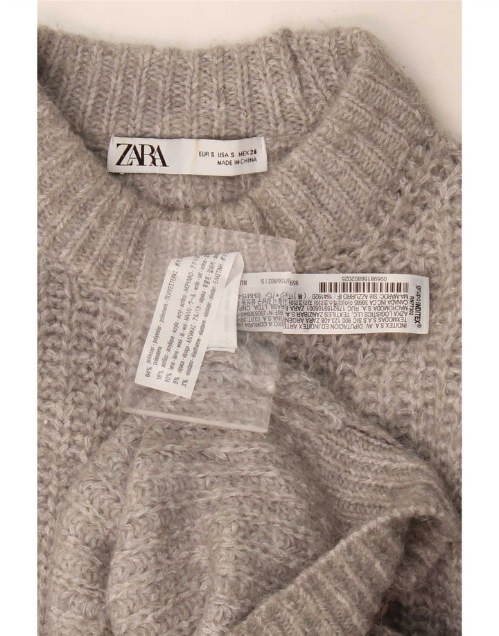 Zara γυναικείο πουλόβερ με λαιμό χελώνα μεγάλου μεγέθους UK 10 Small Grey Polyester