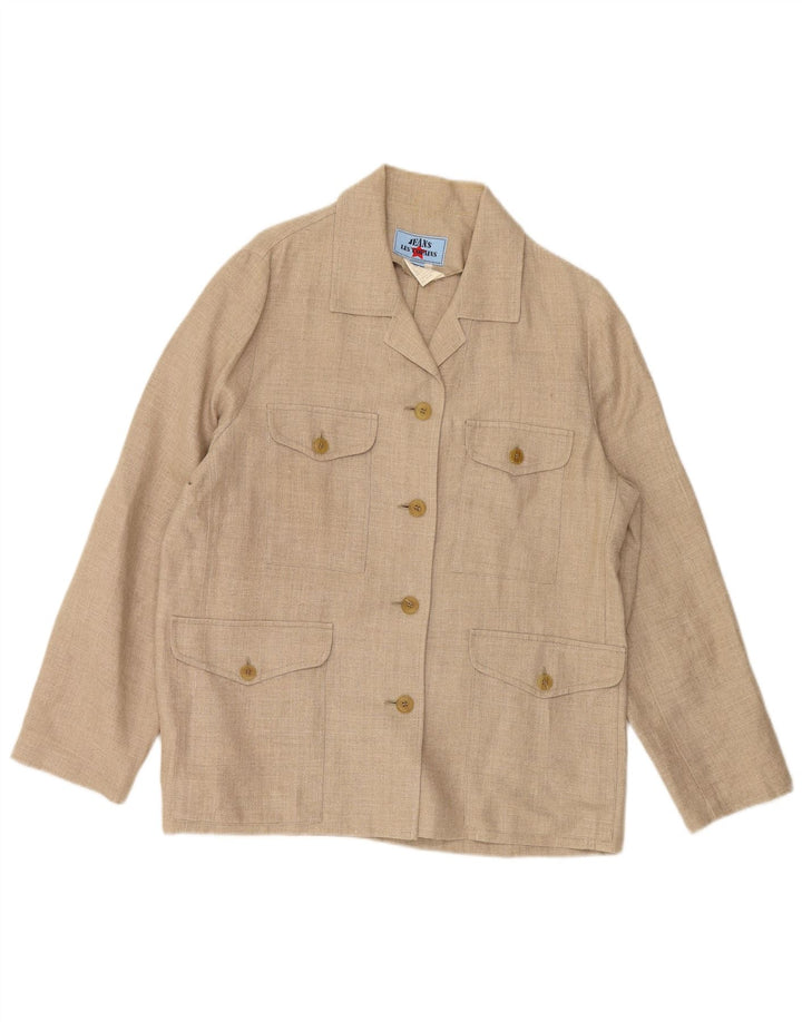 LES COPAINS Γυναικείο σακάκι με 4 κουμπιά σακάκι IT 46 Μεγάλο μπεζ λινό