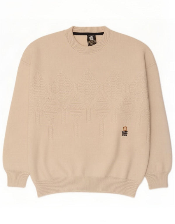 White Sails Mens Crew Neck Jumper πουλόβερ Medium Beige Geometric