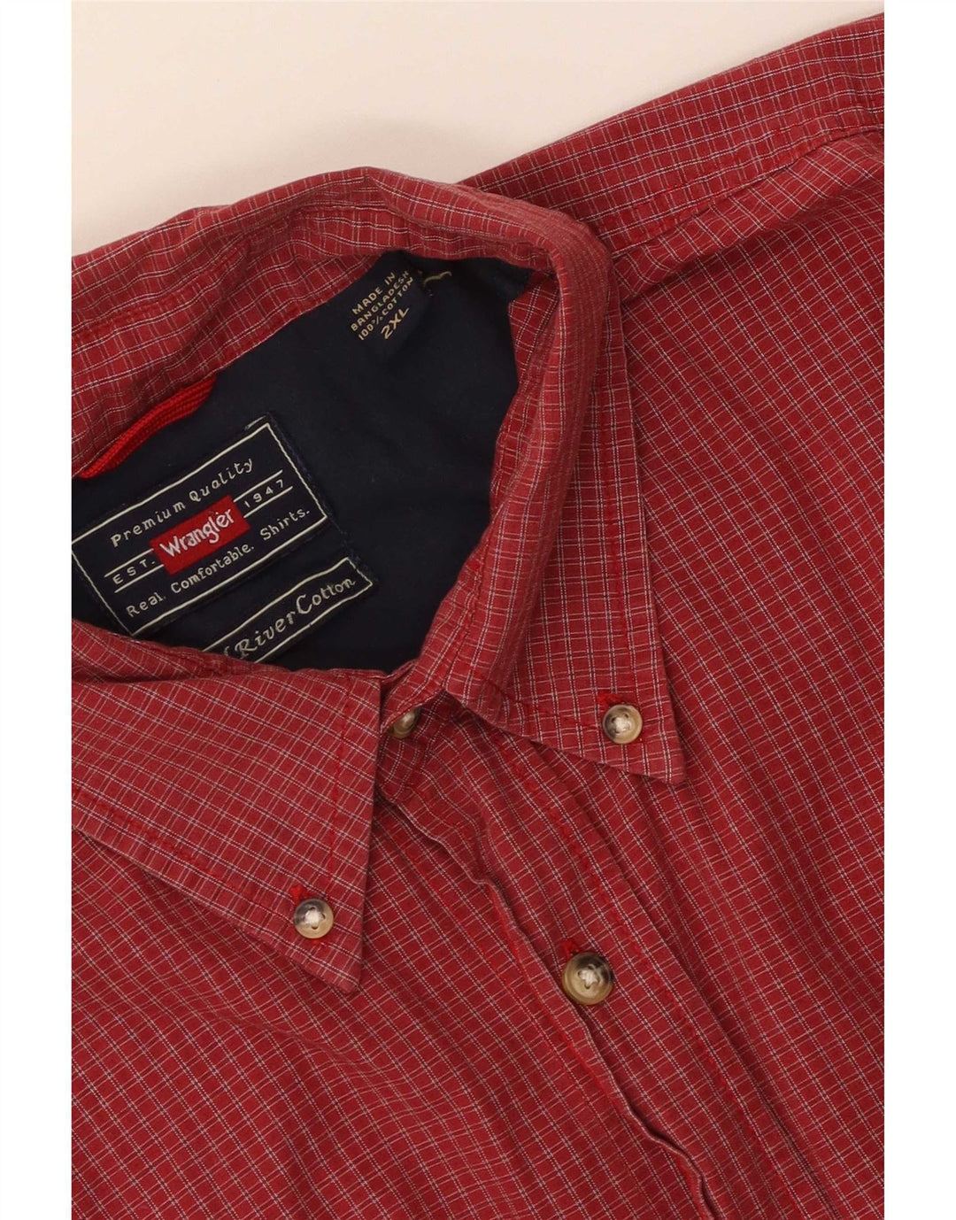 Ανδρικό κοντομάνικο πουκάμισο Wrangler 2XL κόκκινο καρό βαμβακερό