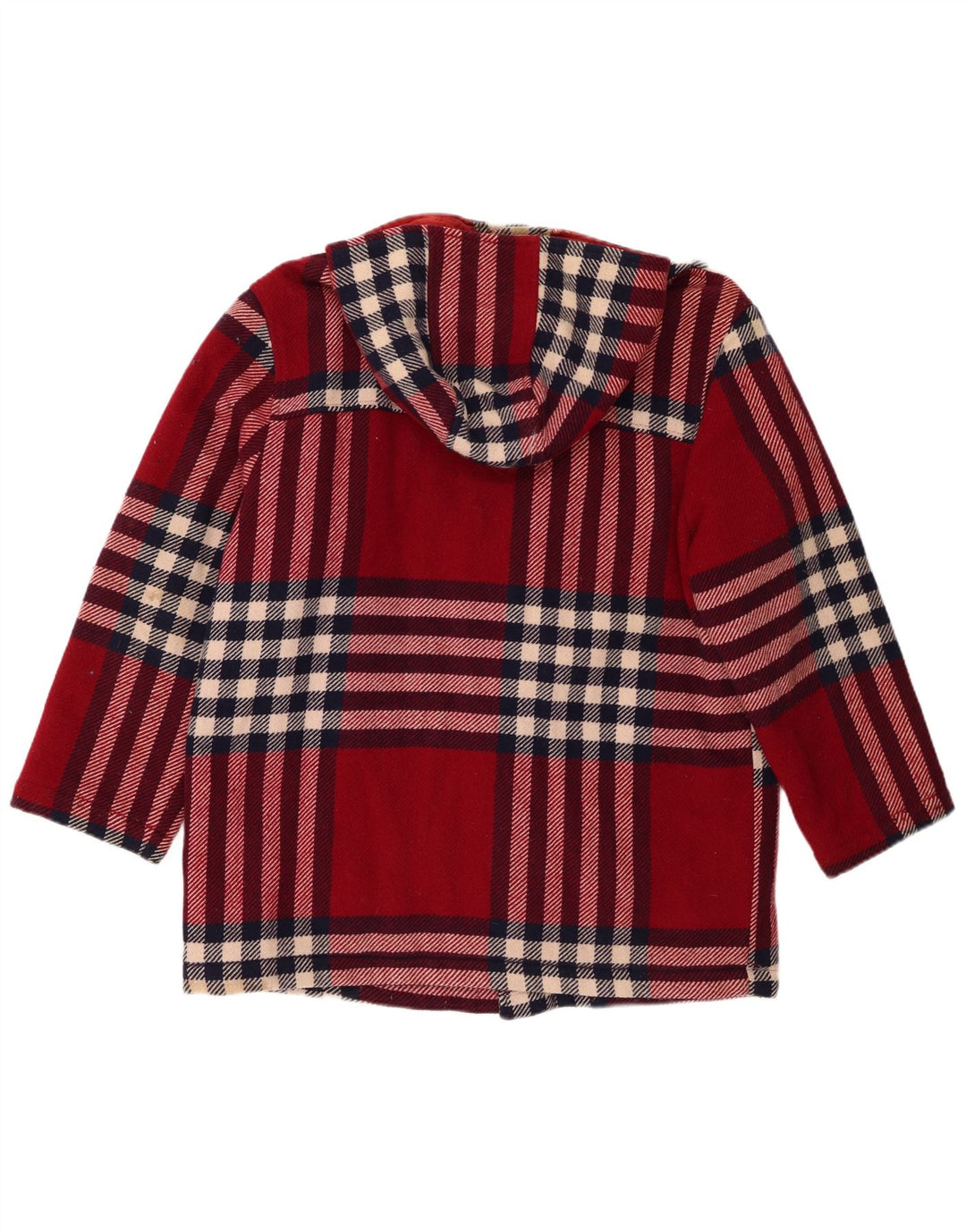 BENETTON Γυναικείο παλτό με κουκούλα UK 18 XL κόκκινο καρό μαλλί