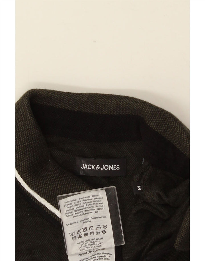 Ανδρικό μπλουζάκι πόλο JACK & JONES Βαμβακερό μεσαίο πράσινο ριγέ