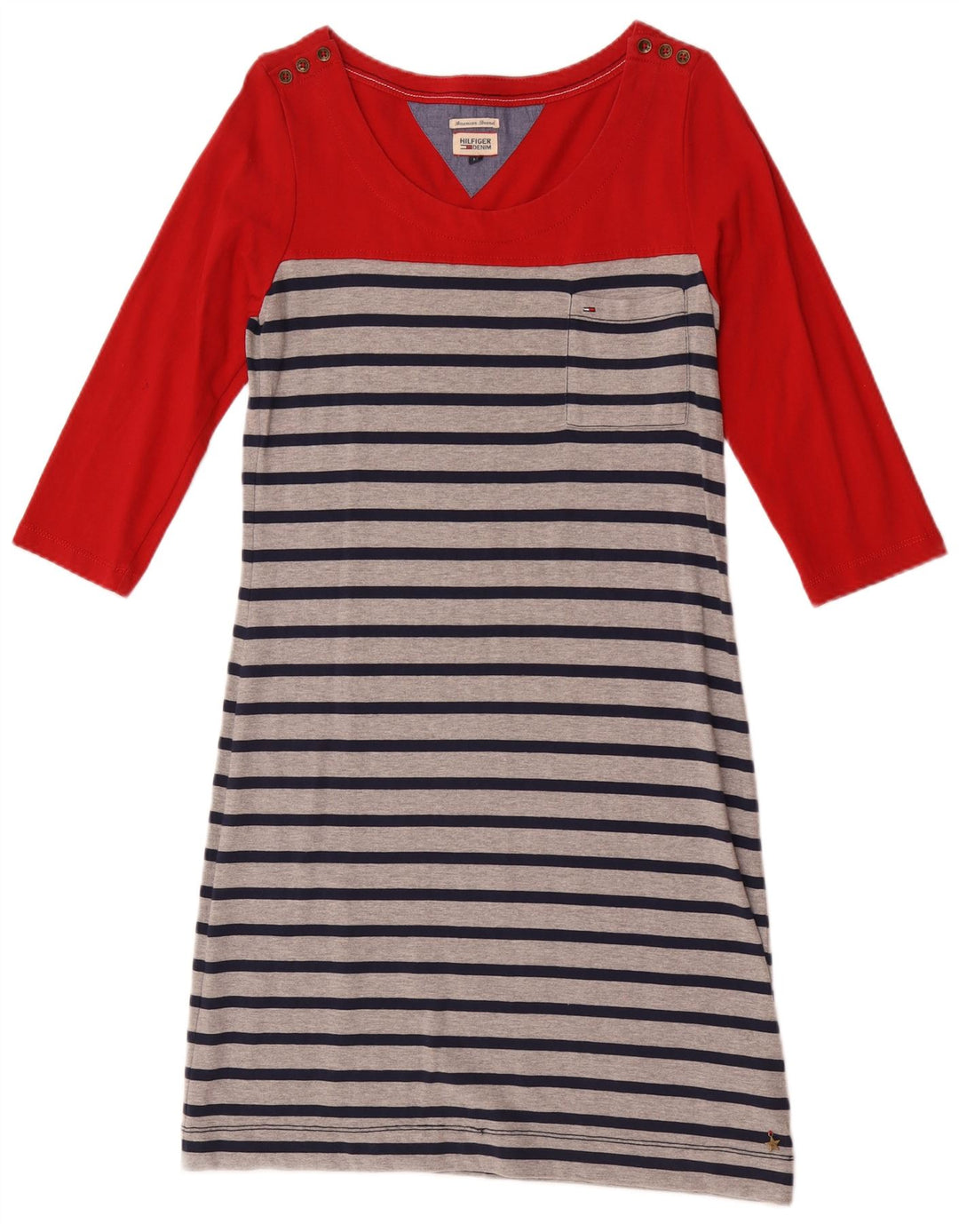 Tommy Hilfiger Γυναικείο φόρεμα 3/4 με μανίκια UK 12 μεσαίο κόκκινο ριγέ