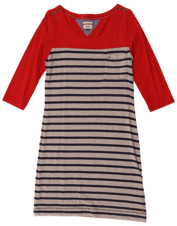 Tommy Hilfiger Γυναικείο φόρεμα 3/4 με μανίκια UK 12 μεσαίο κόκκινο ριγέ
