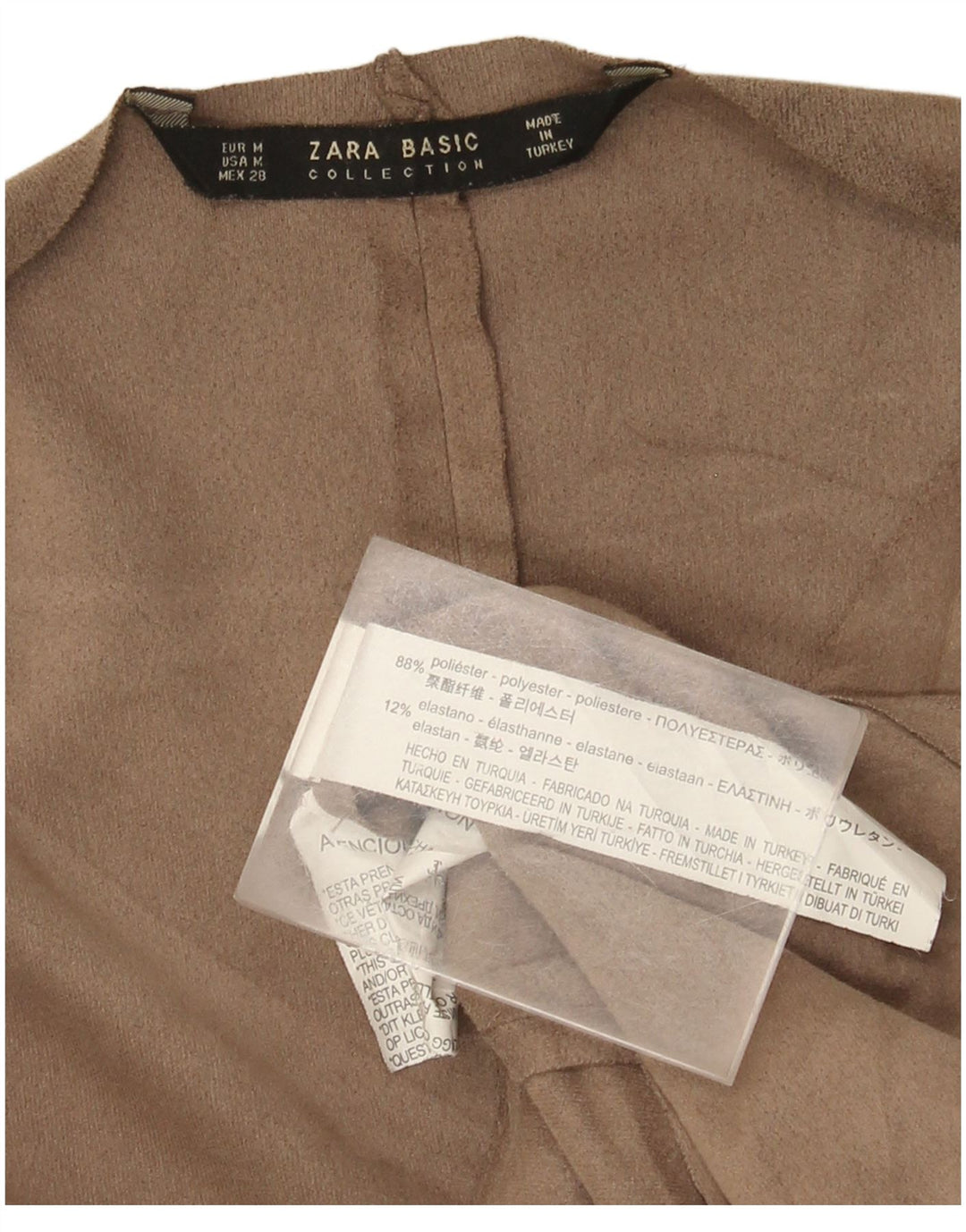 Zara γυναικεία ζακέτα με μανίκια 3/4 τοπ UK 14 μεσαίο μπεζ πολυεστέρας
