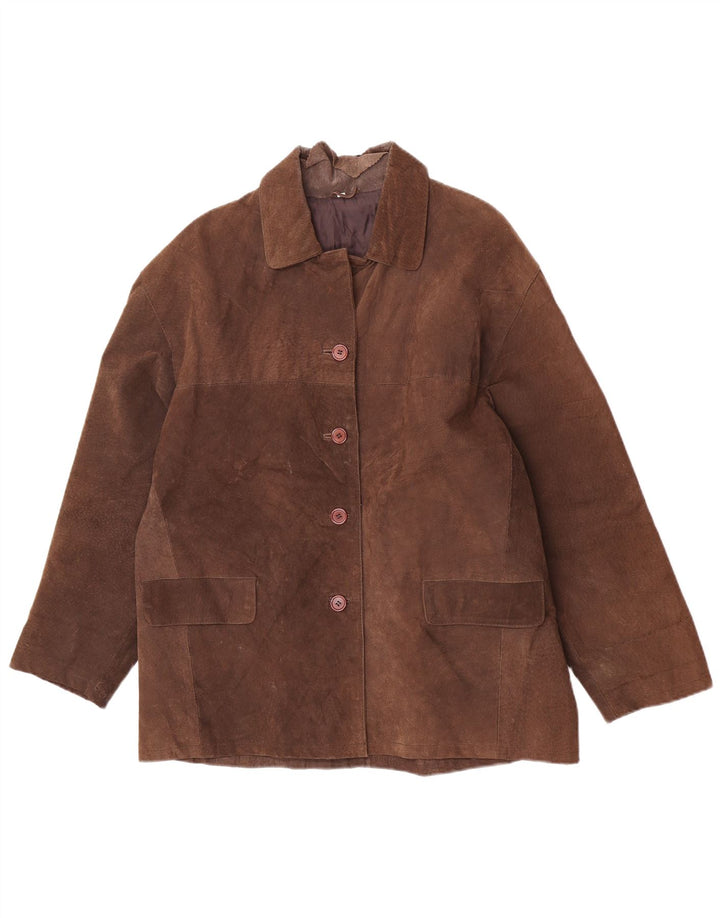 Vintage Γυναικείο Loose Fit Leather Jacket UK 14 Medium Brown Δερμάτινο