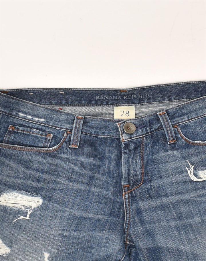 BANANA REPUBLIC Womens Distressed Slim Jeans W28 L34  Blue Cotton | Vintage Banana Republic | Thrift | Second-Hand Banana Republic | Used Clothing | Messina Hembry 