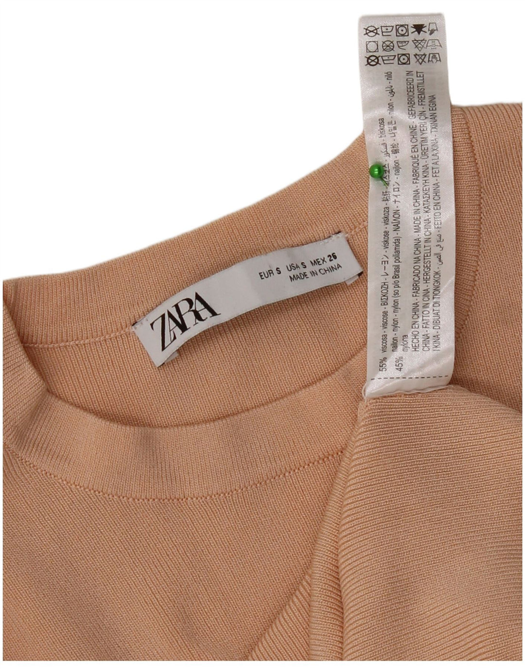 Zara Γυναικείο τοπ μακρυμάνικο UK 8 Small Beige Viscose