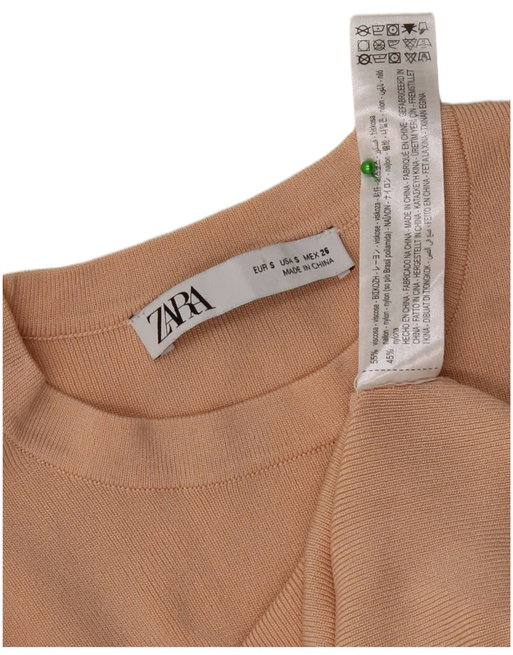 Zara Γυναικείο τοπ μακρυμάνικο UK 8 Small Beige Viscose
