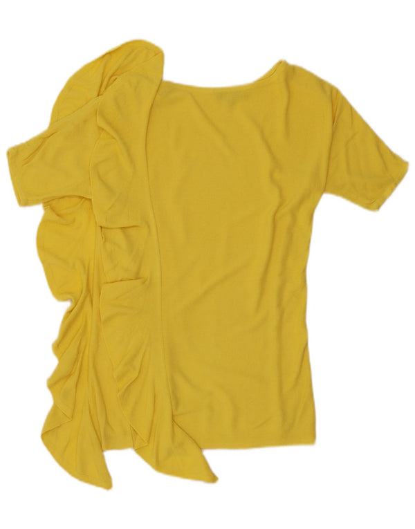 Laura Ashley Γυναικεία μπλούζα με βολάν μπροστά τοπ UK 10 Small Yellow Rayon