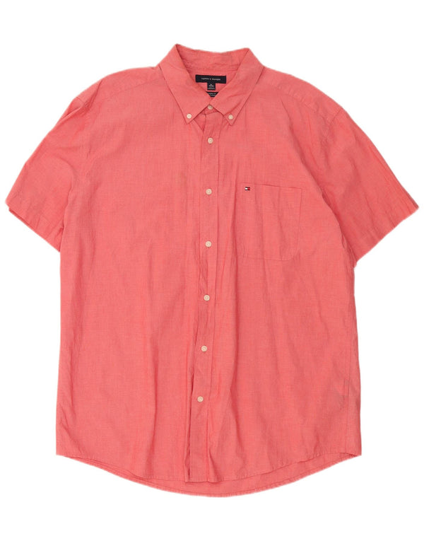 Tommy Hilfiger Ανδρικό κοντομάνικο πουκάμισο Classic Fit XL κόκκινο βαμβακερό