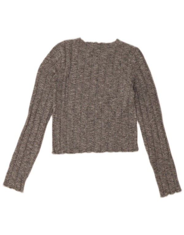 Zara Γυναικείο πουλόβερ με λαιμόκοψη Crop Crop UK 8 Small Grey Flecked
