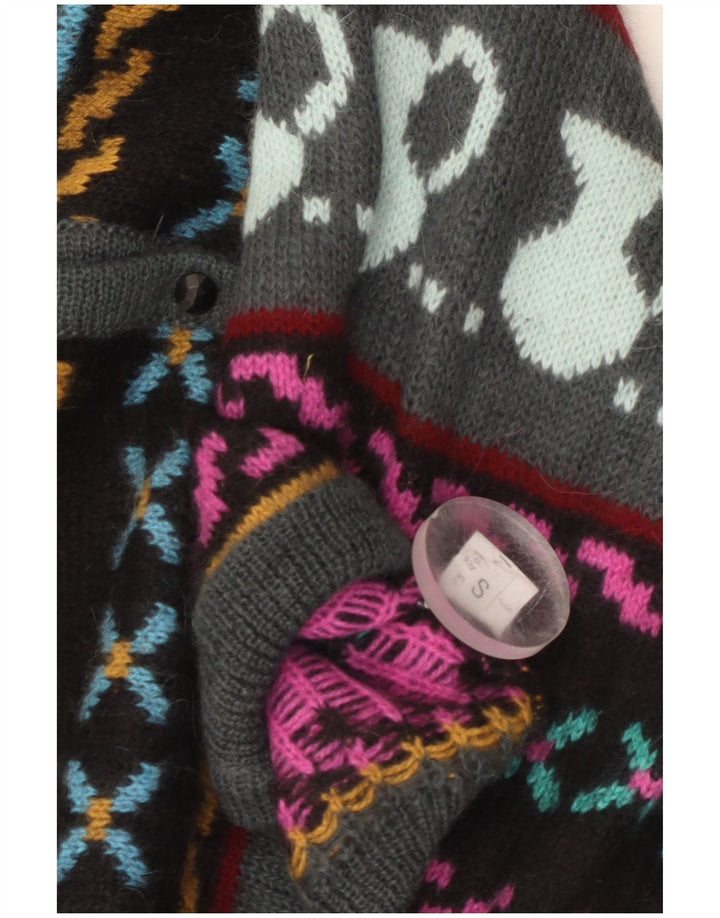 Vintage γυναικείο αφηρημένο πουλόβερ ζακέτα UK 10 Small πολύχρωμο