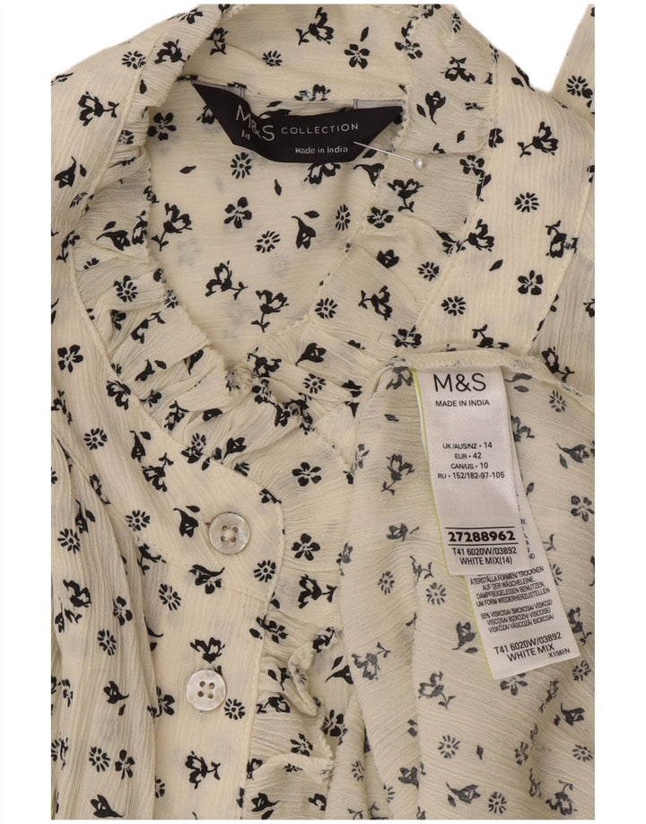 Marks & Spencer Γυναικείο πουκάμισο Oversized Μπλούζα UK 14 Large Off White Floral