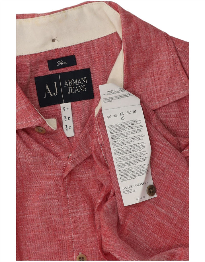 Ανδρικό πουκάμισο Armani Jeans Slim Fit Βαμβακερό μεσαίο κόκκινο