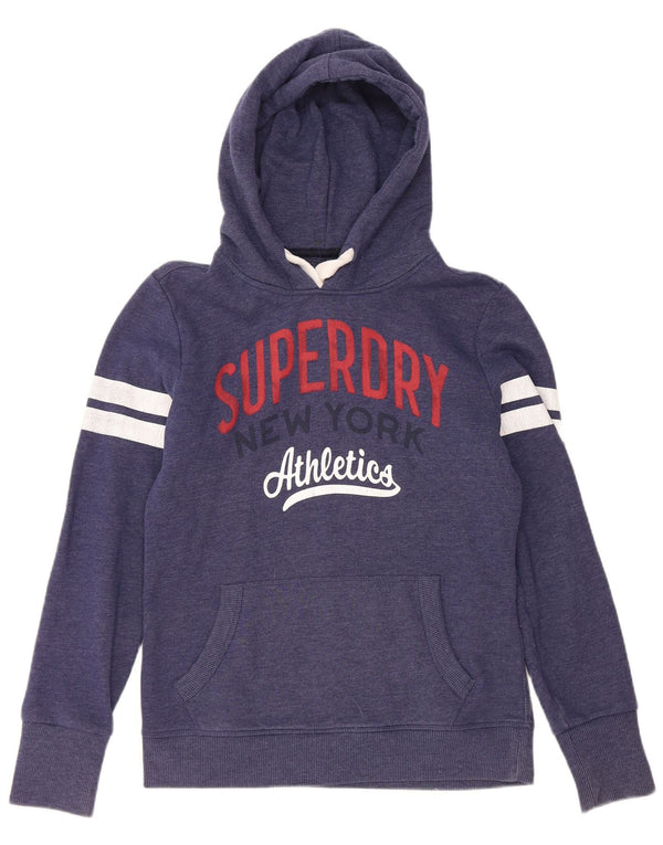 Superdry γυναικείο γραφικό φούτερ με κουκούλα UK 12 Βαμβακερό μεσαίο μπλε ναυτικό ριγέ