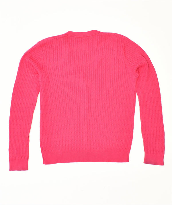 CREW CLOTHING Γυναικεία ζακέτα πουλόβερ UK 14 μεγάλο ροζ βαμβακερό