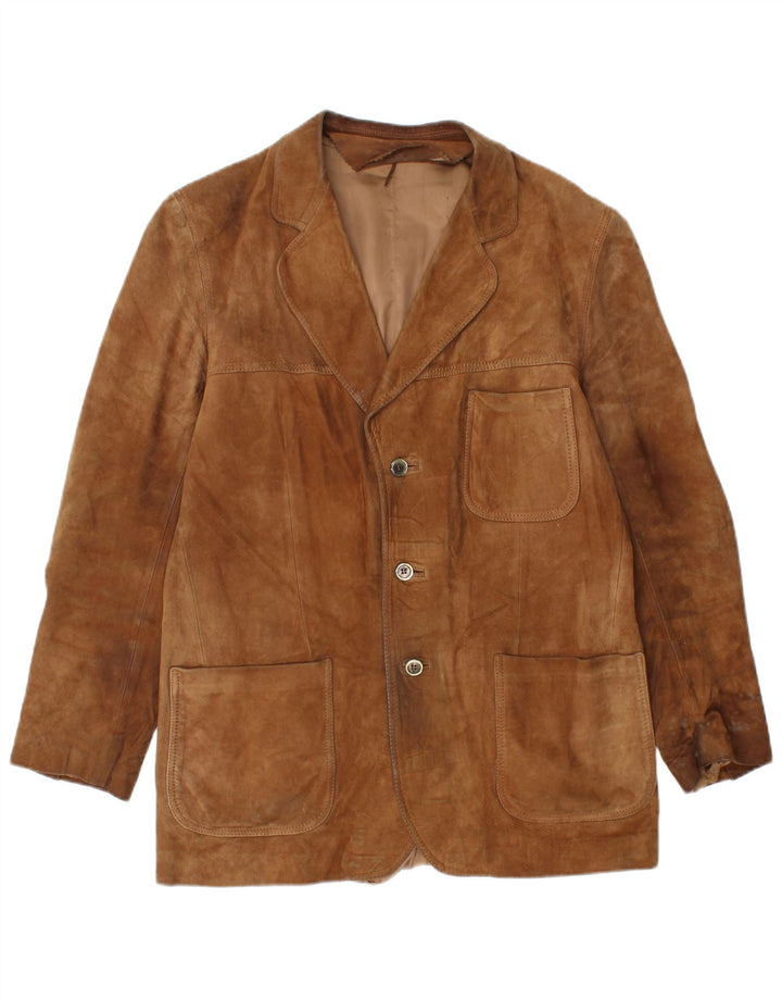 Vintage Ανδρικό Suede Jacket UK 36 Small Brown Δερμάτινο
