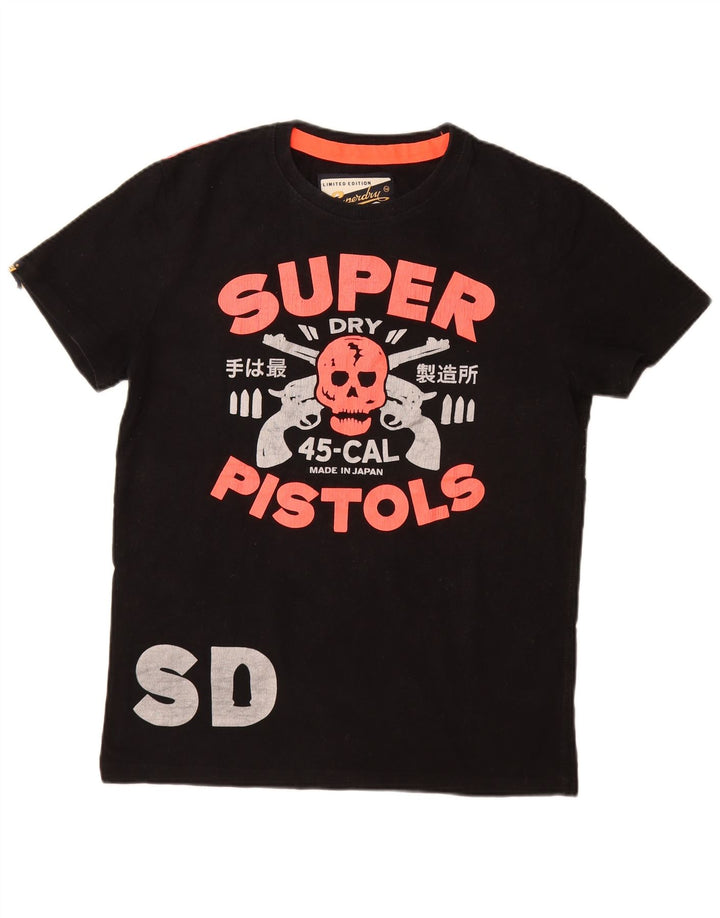 Ανδρικό γραφικό μπλουζάκι SUPERDRY Top μεγάλο μαύρο βαμβακερό