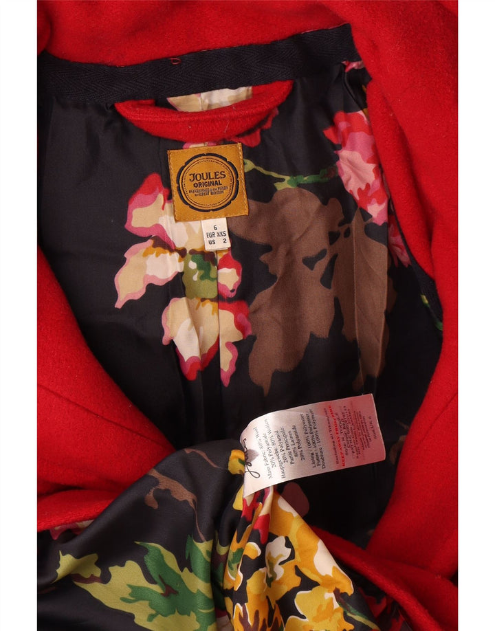 Joules Γυναικείο παλτό Duffle με κουκούλα UK 6 XS κόκκινο μαλλί