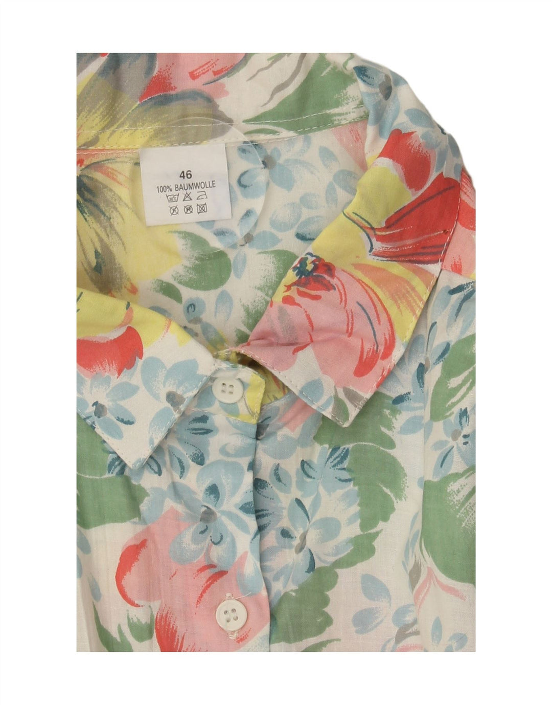 VINTAGE Womens Shirt EU 46 XL Multicoloured Floral Cotton
