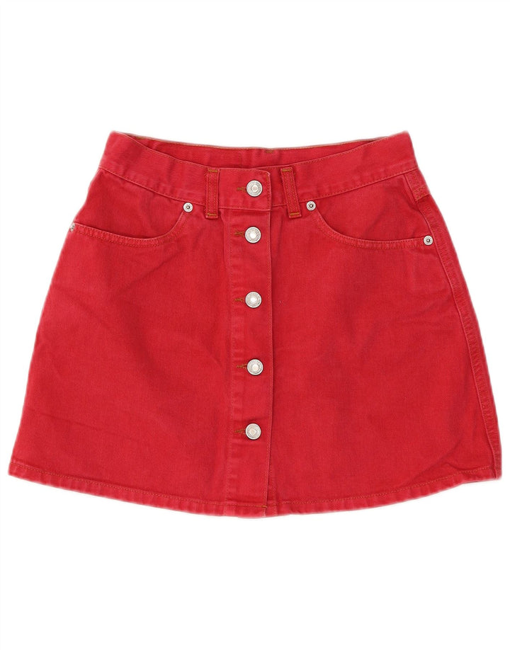 Benetton Γυναικεία Μίνι Τζιν Φούστα IT 44 Medium W26 Κόκκινη Βαμβακερή