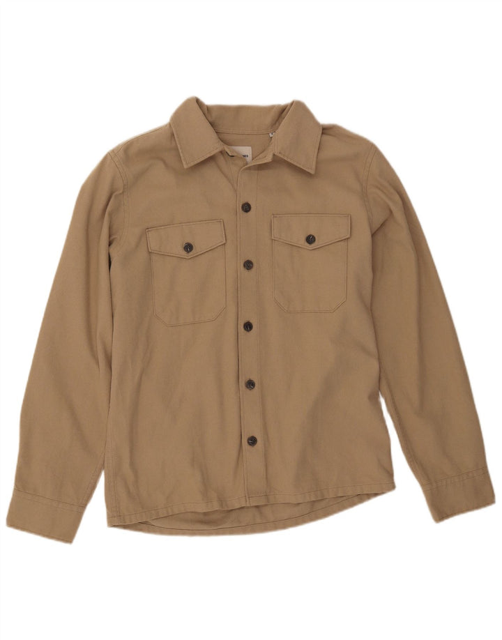 JACK & JONES Ανδρικό φανελένιο πουκάμισο μικρό μπεζ βαμβακερό
