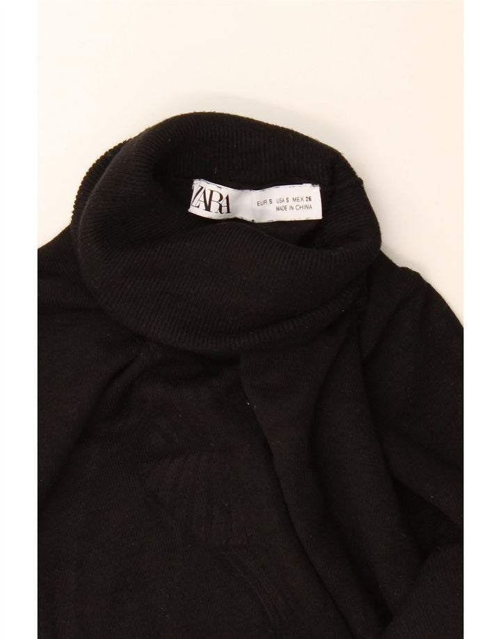 Zara Γυναικείο πουλόβερ με ρολό λαιμόκοψη UK 10 Small μαύρο