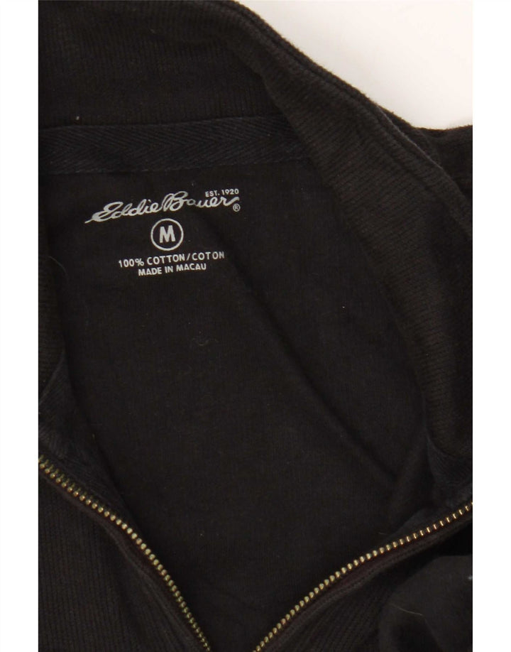 Ανδρικό πουλόβερ με φερμουάρ Eddie Bauer, μεσαίο μαύρο βαμβακερό