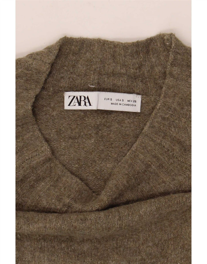 Zara Γυναικείο πουλόβερ με λαιμόκοψη μεγάλης χελώνας UK 10 Small Green