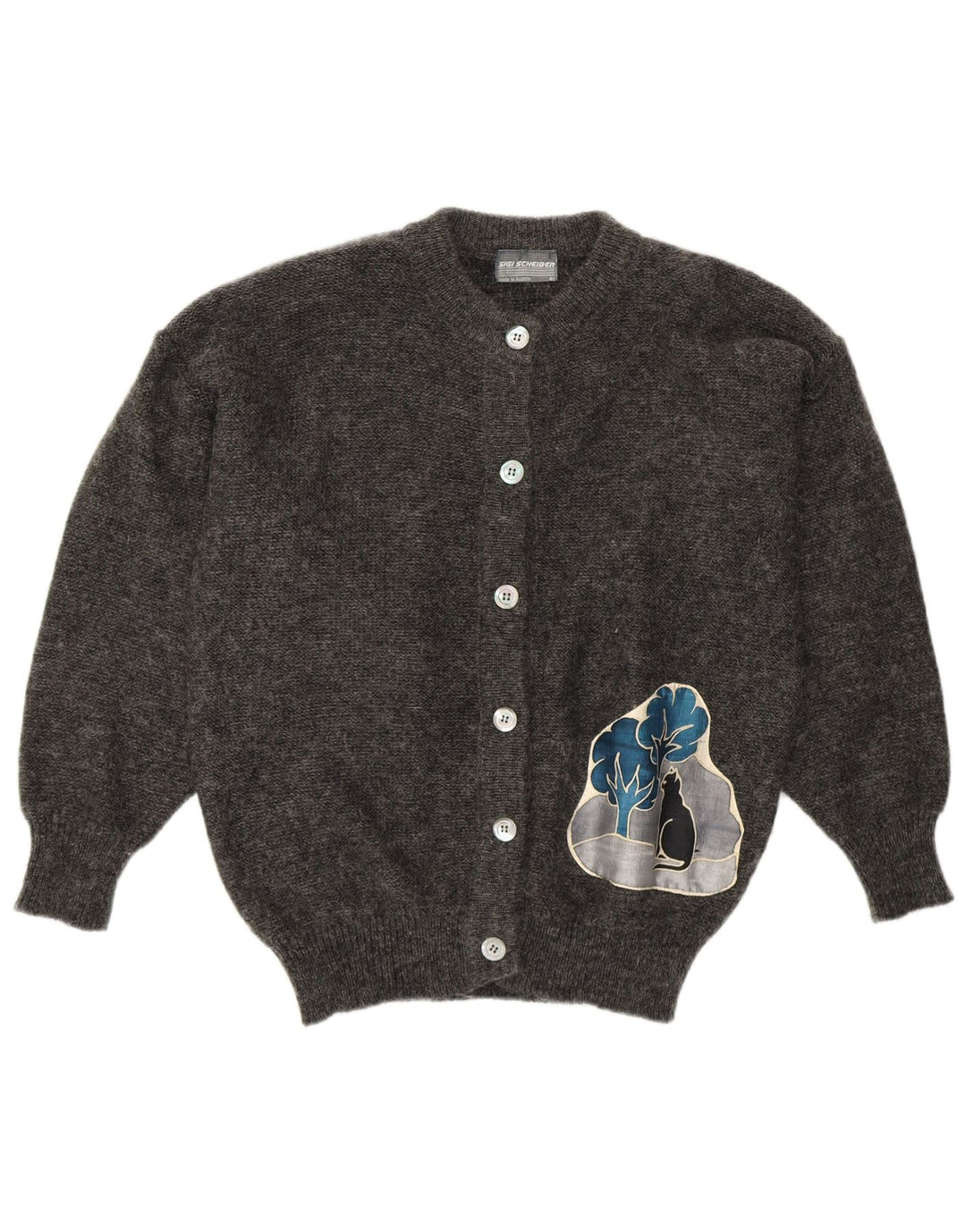 SIGI SCHEIBERG Γυναικείο πουλόβερ γραφικών ζακέτα EU 40 Μεσαίο γκρι μοχέρ