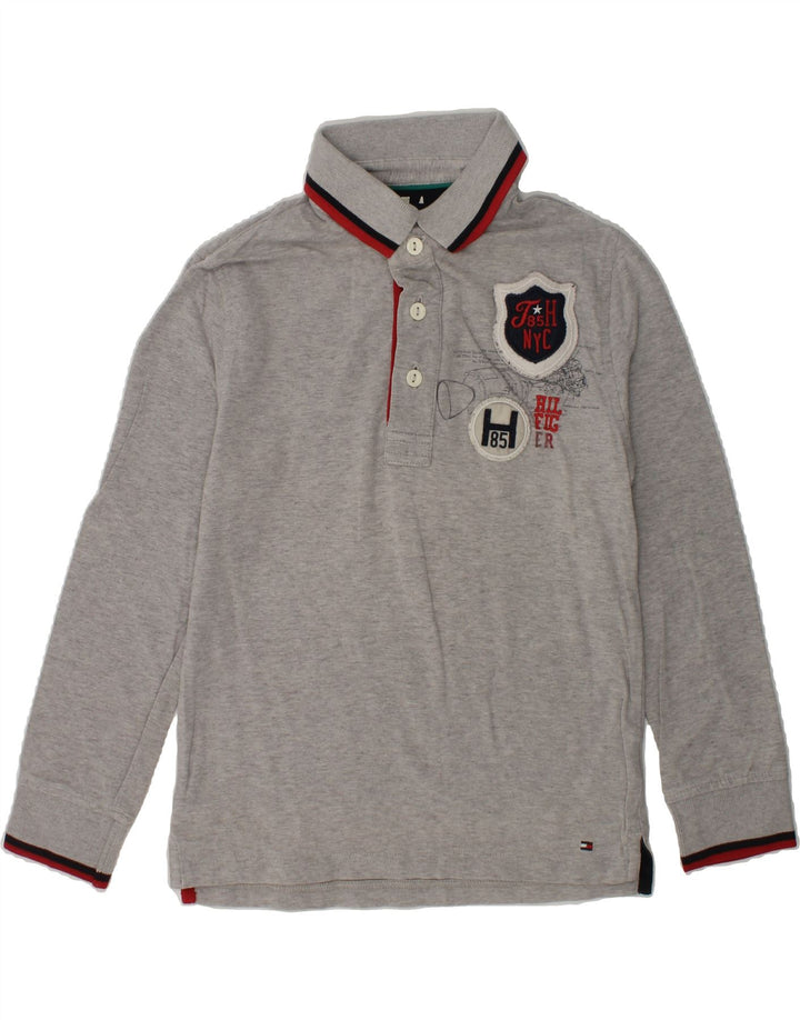 TOMMY HILFIGER Boys Long Sleeve Polo Shirt 7-8 Years Grey Cotton | Vintage Tommy Hilfiger | Thrift | Second-Hand Tommy Hilfiger | Used Clothing | Messina Hembry 