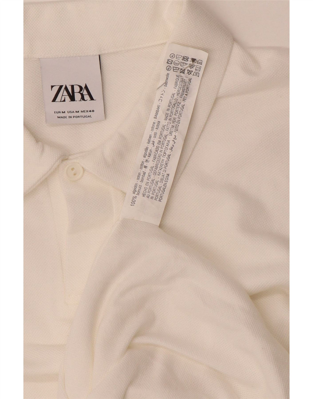 Ανδρικό πουκάμισο πόλο Zara, μεσαίο λευκό βαμβακερό