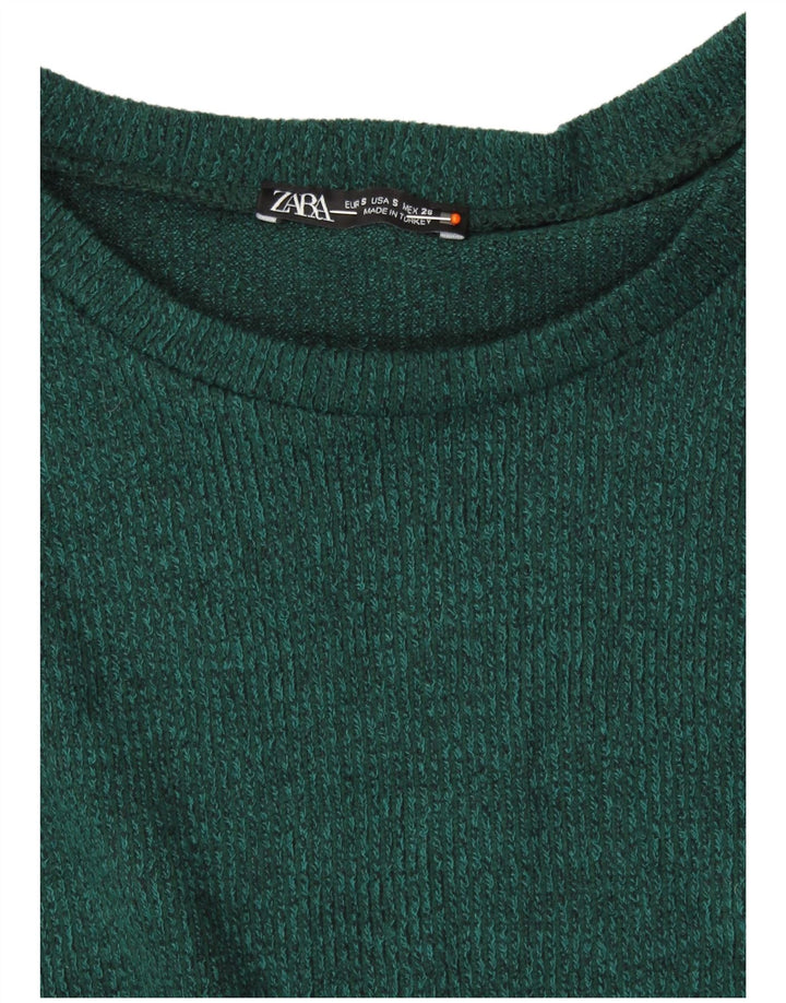 ZARA Γυναικείο πουλόβερ με λαιμόκαυστο UK 10 Small Green